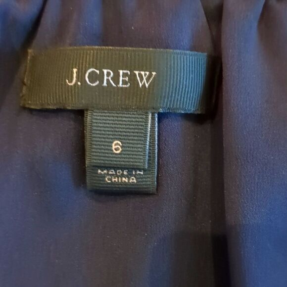 J. Crew Navy Knee Length Silk Jacquard Tonal Shift Dress Size 6 - Picture 13 of 15